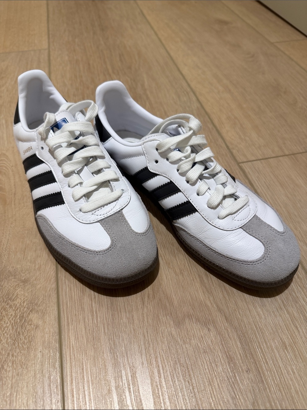 adidas Samba Leather Sneakers in White, Black & Gray